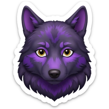 sad black wolf with purple pattern sticker
