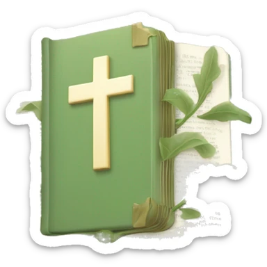 Open Light Sage green holy Bible with a light coloured gardens coming from the sides of the Bible  sticker