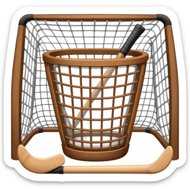 Clear cup filled with hockey sticks, hockey sticks, and hockey net  sticker