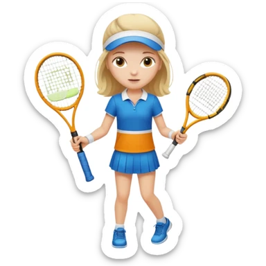 white young girl playing tennis sticker