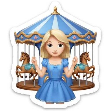 girl spinning inside of a cup carousel sticker