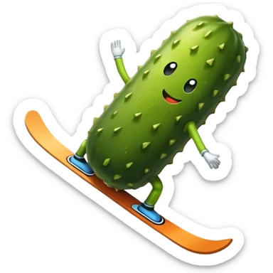 A pickle skiing sticker