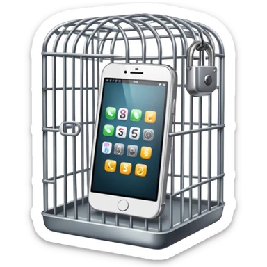 a mobile phone locked in cage sticker