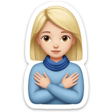 Girl with her hands crossed around her neck  sticker