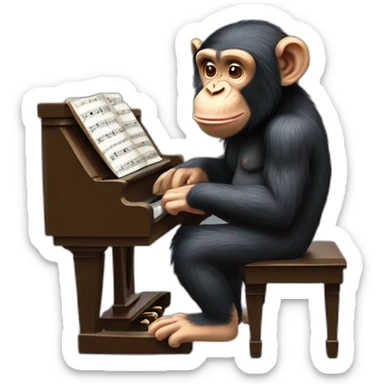 chimpanzé joue du piano sticker