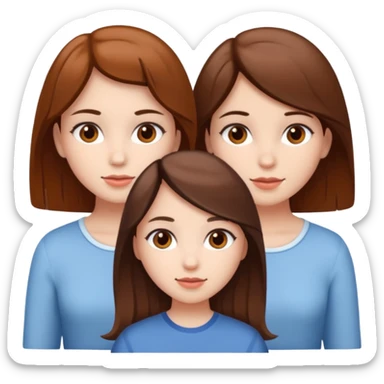 Three girls white skin brown eyes and brown hair  sticker