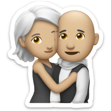 A white scin tone couple hugging  sticker