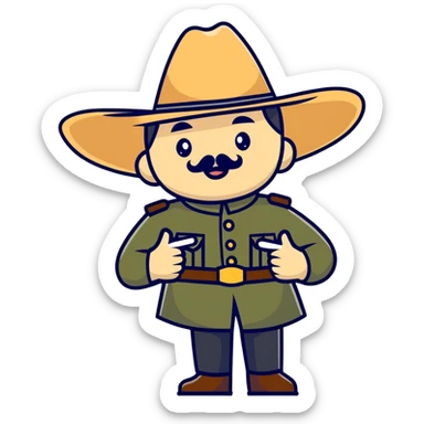 Make me an image of poncho villa leaving advice behind  sticker