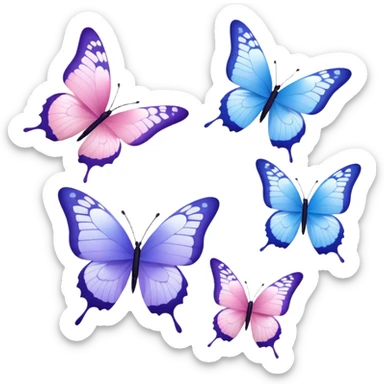 Light pink, blue and purple butterfly’s sticker