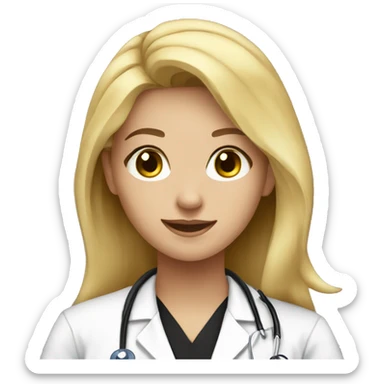 Medical student, girl with blonde hair in black scrubs sticker