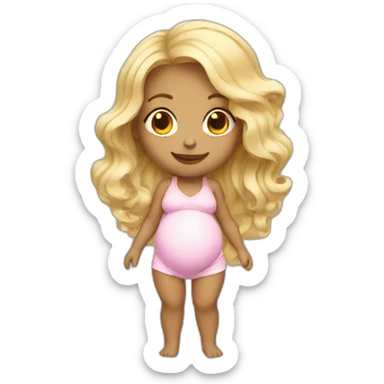 adorable pregnant blond full body women with beach-wave-hair sticker