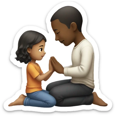 a small girl praying to her father in respect sticker
