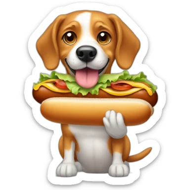 hot dog sandwich with dog sticker