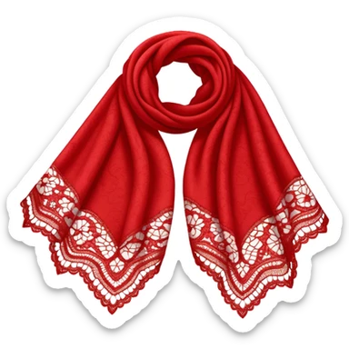 A simple red lace shawl with a delicate design sticker
