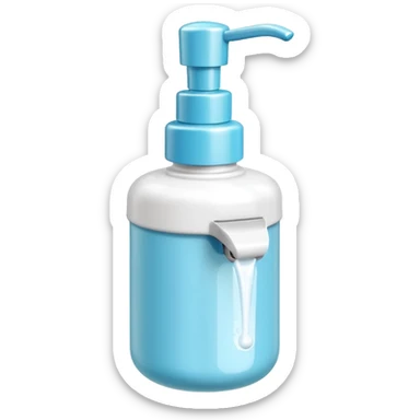 foam pump bottle object icon, soap dispenser with foam on top, glossy plastic, 3D cartoon, mobile game icon style, centered, clean background, no text, no watermark
 sticker
