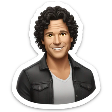 Carlos Vives with Colombian woman of 30's with short curly black hair sticker