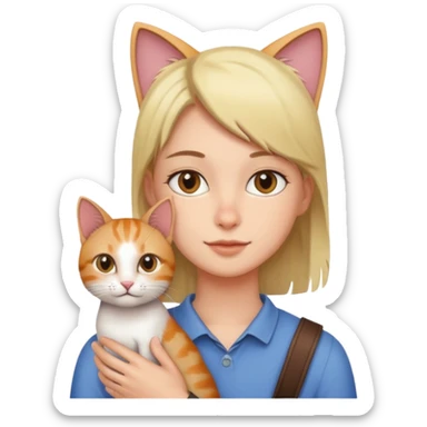 person with cat on their shoulder sticker