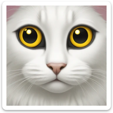White and black cat with yellow eyes sticker