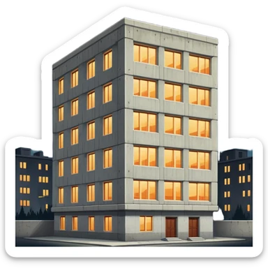 a five-story Soviet-era panel house in the night  sticker