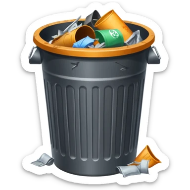 a trash can in a public place sticker