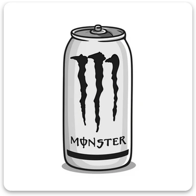 monster energy drink can, playful and sketchy hand drawn black outline doodle style sticker