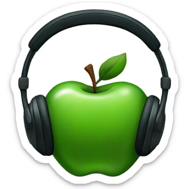 dark green apple headphones sticker
