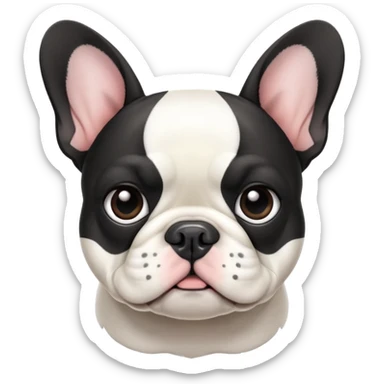 white and black french bulldog  sticker