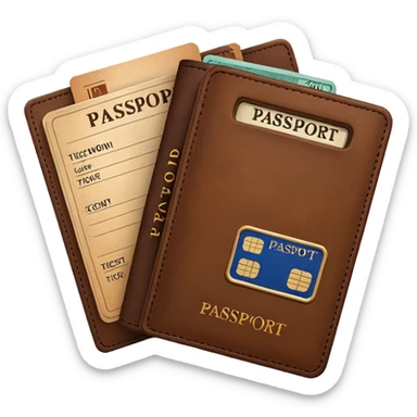 brown passaport and tickets sticker