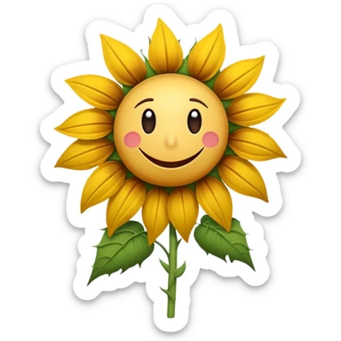 drooping sunflower with brown wilted petals and bent green stem, inspired by the iOS wilted rose emoji style sticker