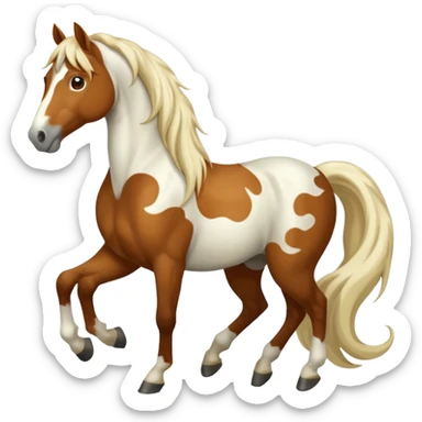 A horse in white with brown spots and a long mane sticker