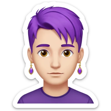 purple haired man with earrings sticker