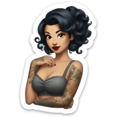 Pinup dark hair and tattoos sticker