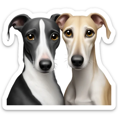 Two aristocrat dog black and white galgo kiss at our old money house  sticker