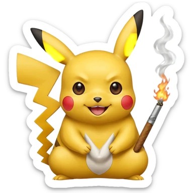 Pikachu smoking weed sticker