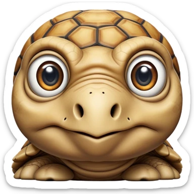 cinematic-tortoise-realistic--emoji,,-wrinkled-wise-face-peering-ahead-with-calm-determination,-cute large-eyes-reflecting-centuries of wisdom, sticker