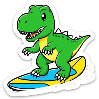 T rex surfing sticker