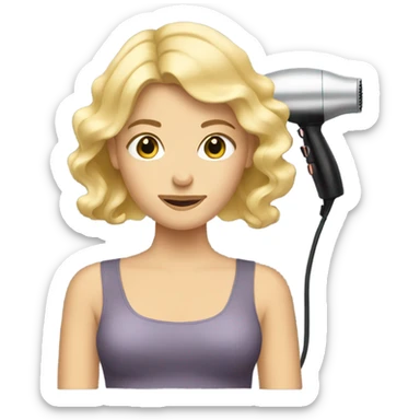 blonde girl blow drying hair sticker