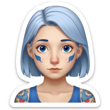 white-gray haired heavy blue tattooed big nose young girl sticker