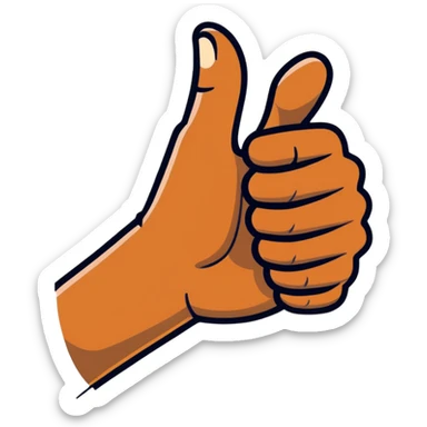 A thumbs up hand with dark skin that transitions to light skin at the wrist sticker