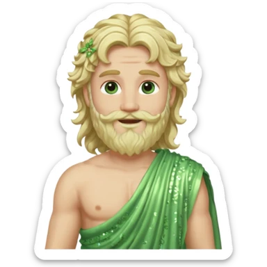 Zephyr, God of Spring Roman Deities with long blonde wavy hair and beard, pale green sequin toga sticker