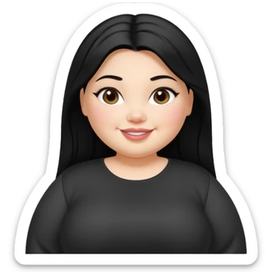 fat pretty bratz girl with black straight hair and white full sleeve sticker