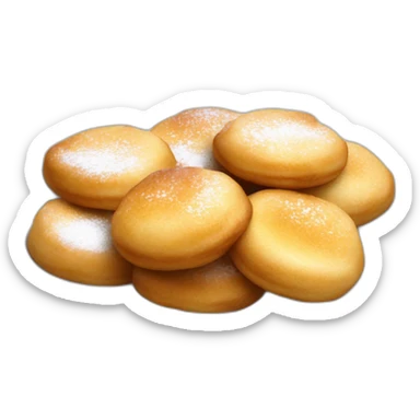 white plate of dutch poffertjes with butter sticker