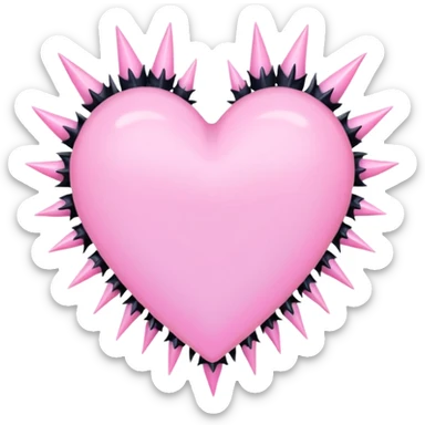 pastel goth heart with pink thorns sticker