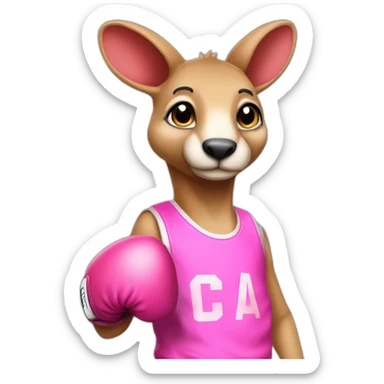 kangourou avec des gants de boxe rose sticker