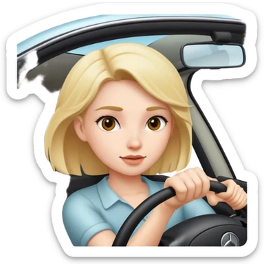 girl driving car sticker