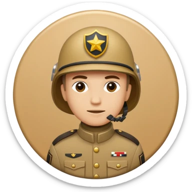 circular achievement style badge for a gr general featuring a soldier with the letters GR on their helmet sticker