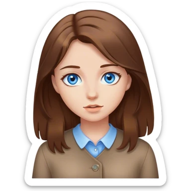 Girl with brown hair blue eyes sticker