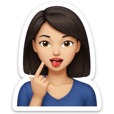 black slighty browin hair light brown skin woman, flirtatious gesture, biting her finger and winking emoji sticker