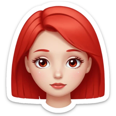 Shy pretty red cheeks blushing kong lashes sparkle sticker