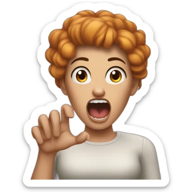 A woman acting like a monster with her hand and her face says grrr. Both hands are visible !  sticker